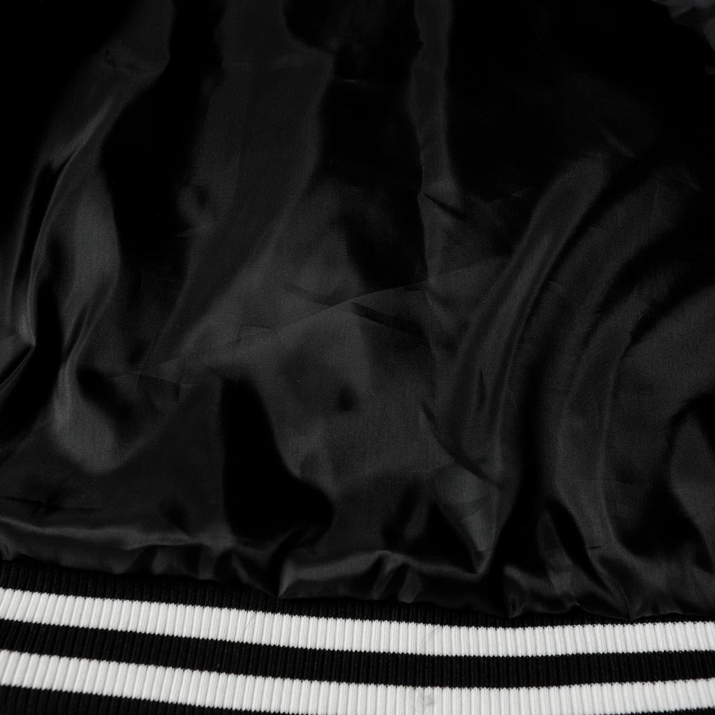 Layered Cross Varsity Jacket - Black White Street Style Outerwear 2208